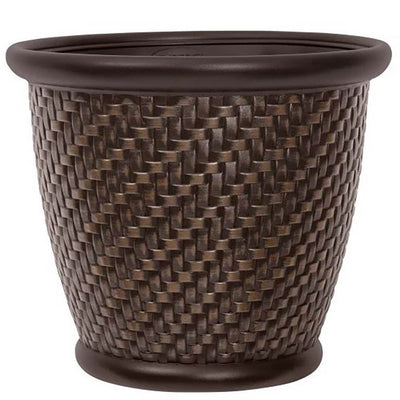 Suncast 18 x 16.5 Inch Wicker Resin Dirt Pot Garden Planter, Dark Brown (4 Pack)