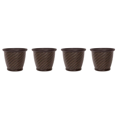 Suncast 18 x 16.5 Inch Wicker Resin Dirt Pot Garden Planter, Dark Brown (4 Pack)