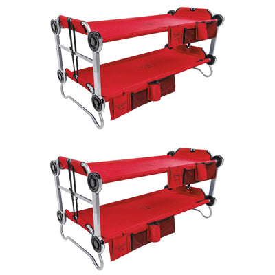 Disc-O-Bed Youth Kid-O-Bunk Benchable Camping Cot with Organizers, Red (2 Pack)