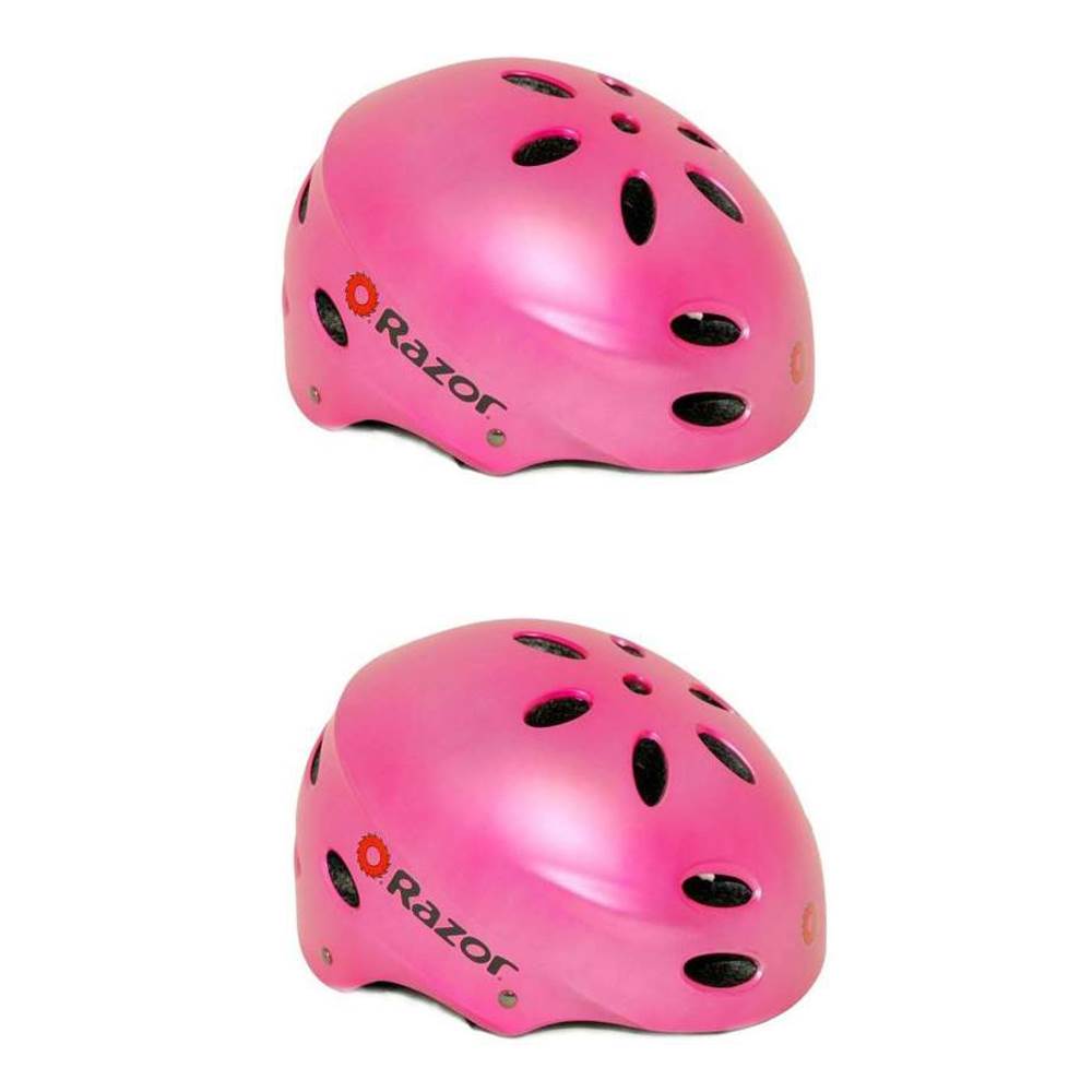 Razor V17 Child Multi Sport Skateboard Scooter Kids Safety Helmet, Pink (2 Pack)