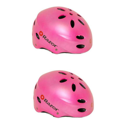 Razor V17 Child Multi Sport Skateboard Scooter Kids Safety Helmet, Pink (2 Pack)