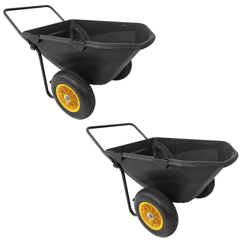 Polar Trailer 7 Cubic Foot Heavy Duty Utility Yard Wheelbarrow Cub Cart (2 Pack)