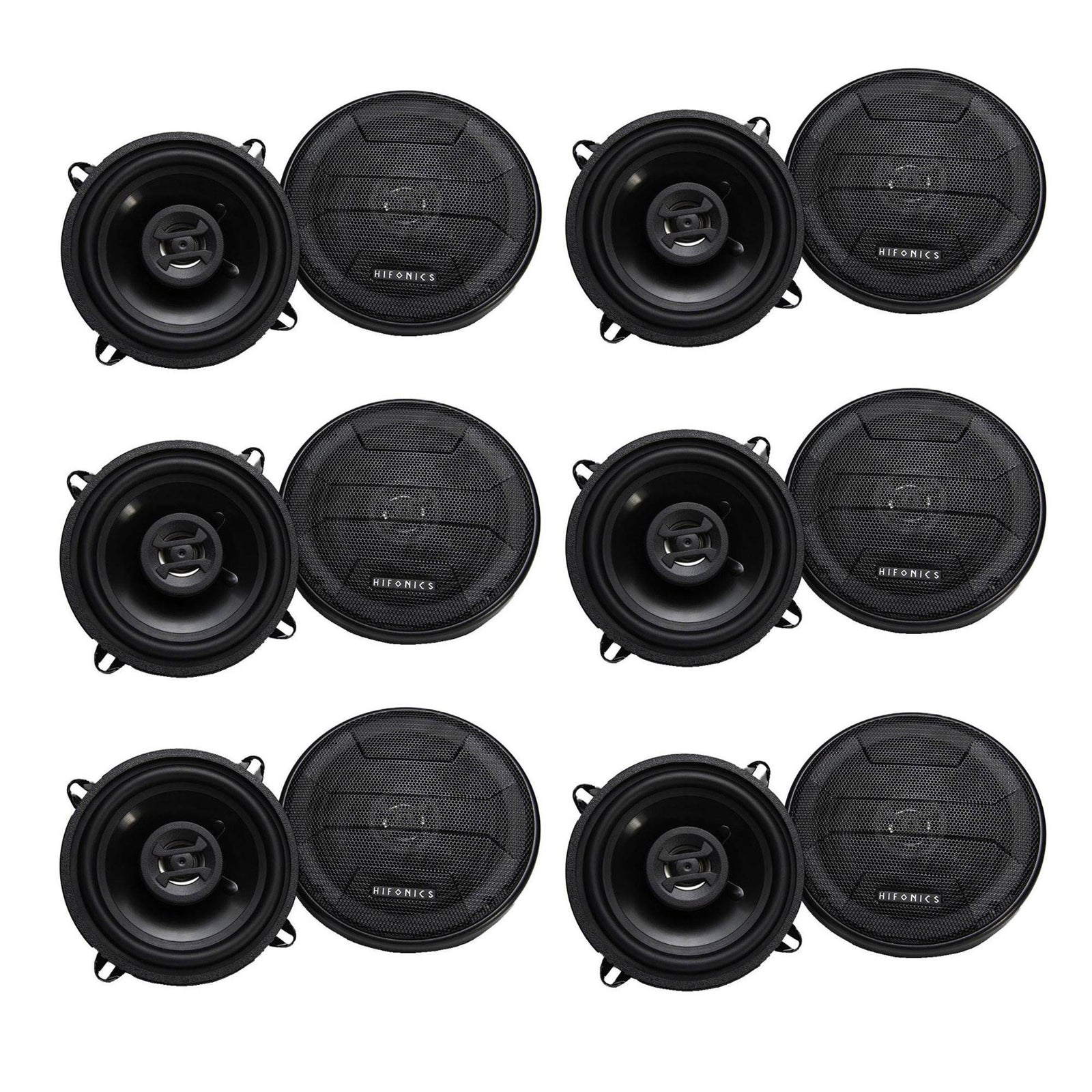 Hifonics Zeus 200 Watt 5.25 Inch 2 Way 4 Ohm Car Audio Coaxial Speakers (6 Pack) - VMInnovations