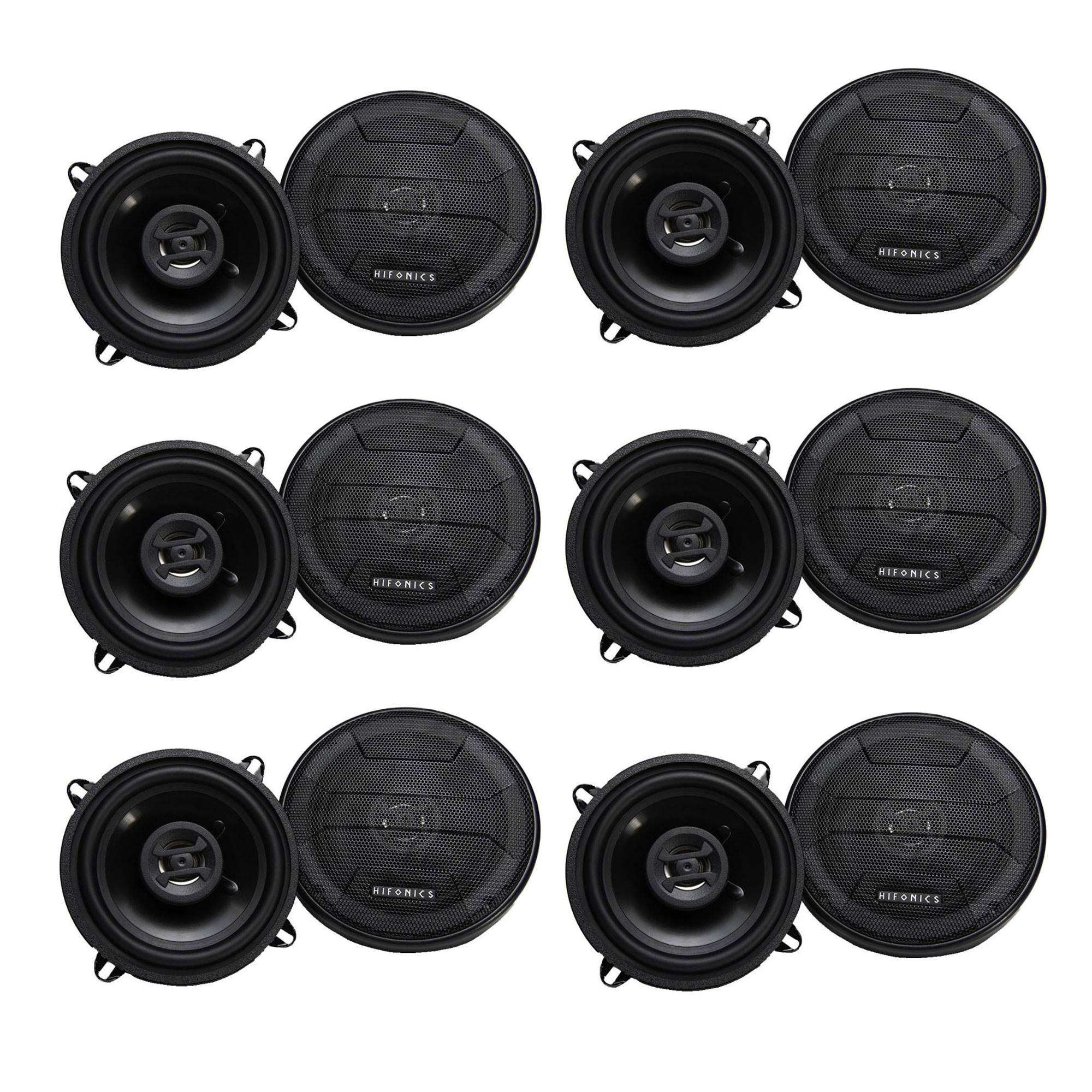 Hifonics Zeus 200 Watt 5.25 Inch 2 Way 4 Ohm Car Audio Coaxial Speakers (6 Pack) - VMInnovations