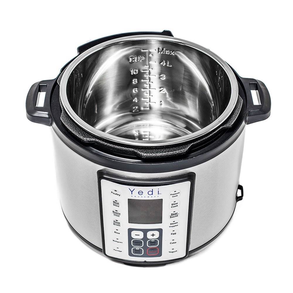 Yedi Houseware 9 in 1 6 Quart Stainless Steel Pressure Cooker, Silver (Open Box)