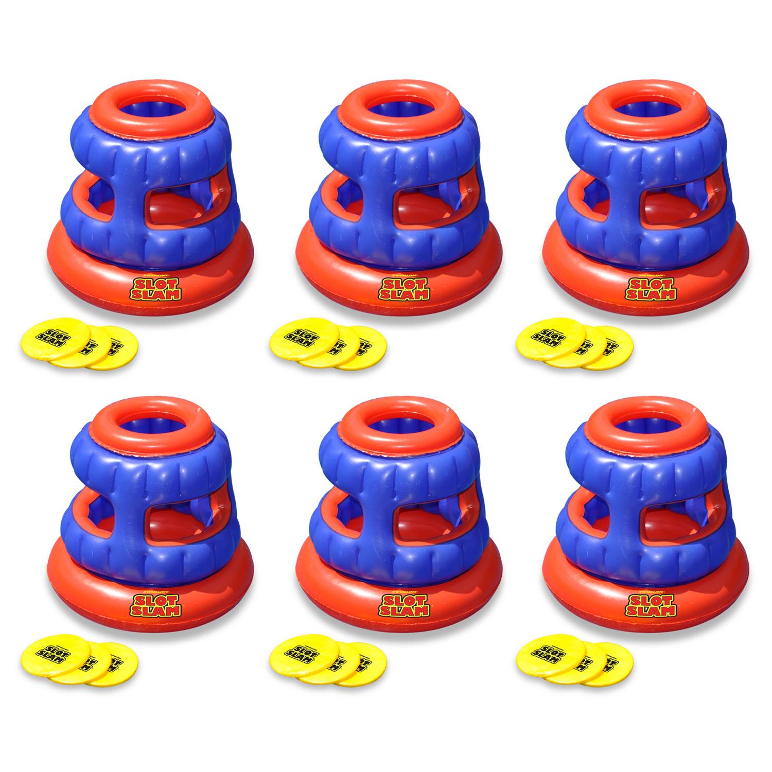 Swimline Slot Slam Disc Toss Inflatable Floating Swimming Pool Game Fun (6 Pack)