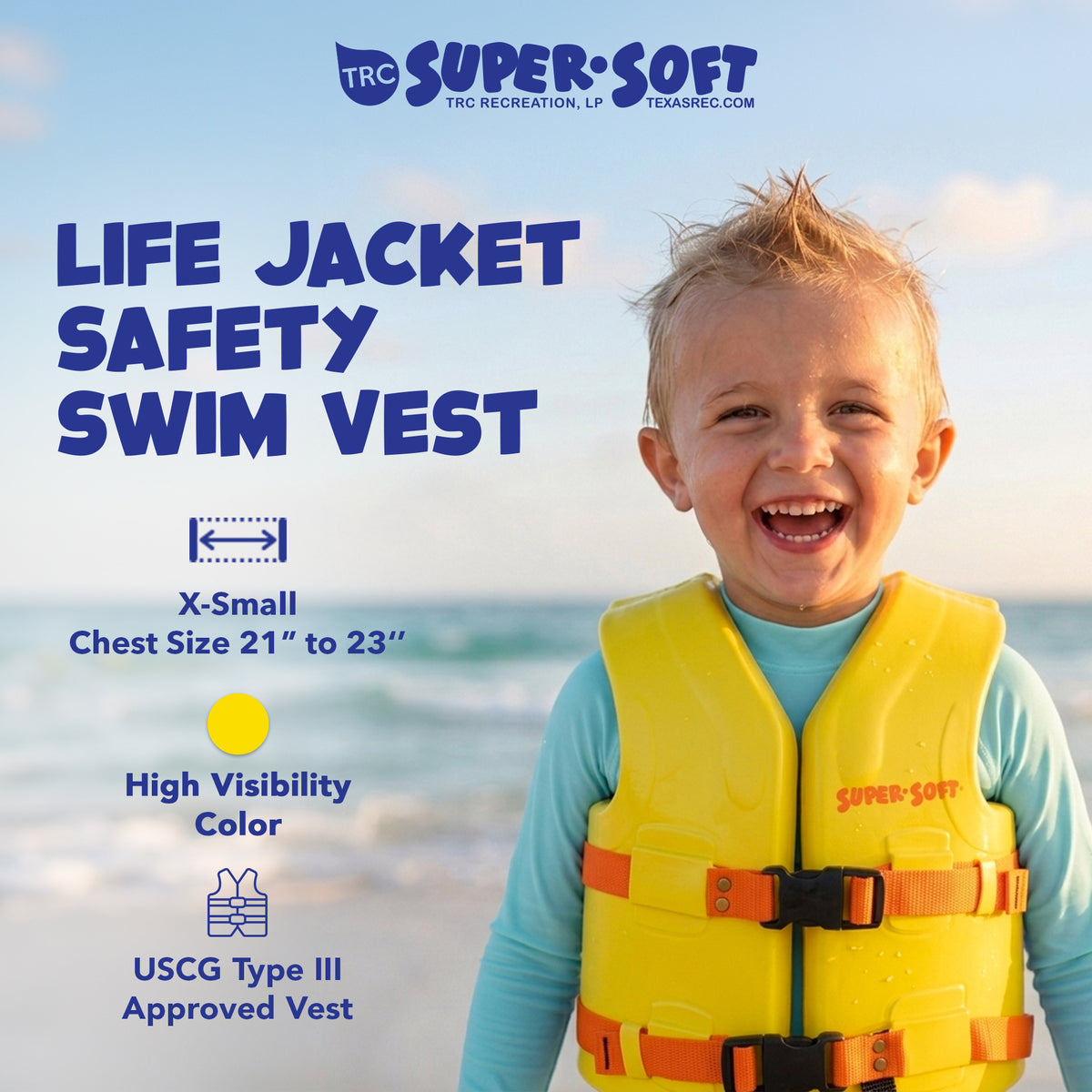 TRC Recreation USCG Childs Foam Swim Vest Life Jacket, XSmall, Yellow (Used)