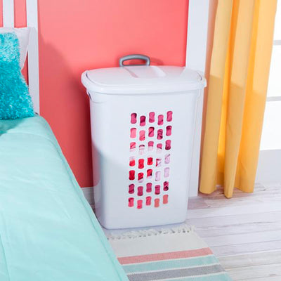Sterilite White Laundry Hamper With Lift-Top, Wheels, And Pull Handle, 4 Pack - VMInnovations