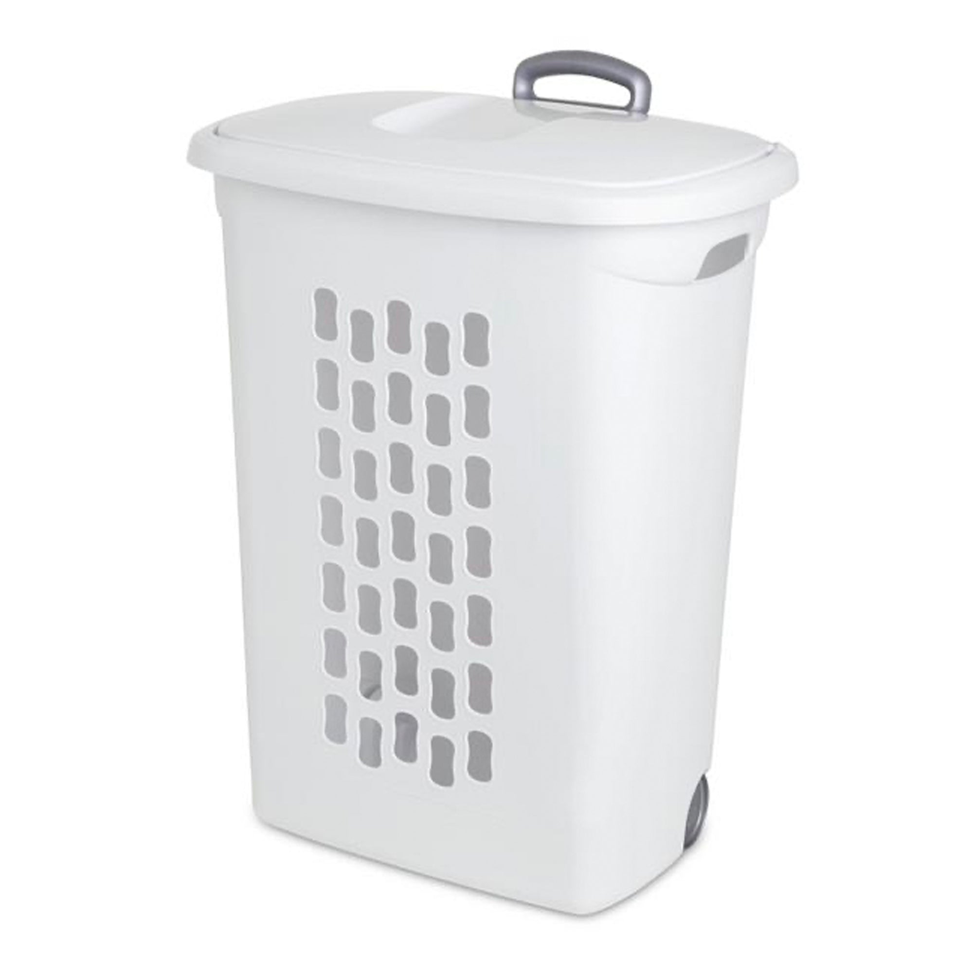Sterilite White Laundry Hamper With Lift-Top, Wheels, And Pull Handle, 4 Pack - VMInnovations