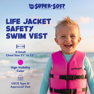 TRC Recreation Super Soft Child Life Jacket Swim Vest, X Small, Flamingo Pink - VMInnovations