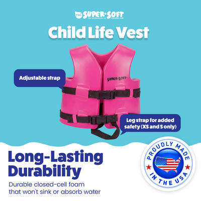 TRC Recreation Super Soft Child Life Jacket Swim Vest, X Small, Flamingo Pink - VMInnovations