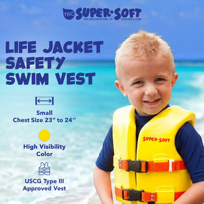TRC Recreation Super Soft Child Life Jacket Swim Safety Vest, Small, Yellow - VMInnovations