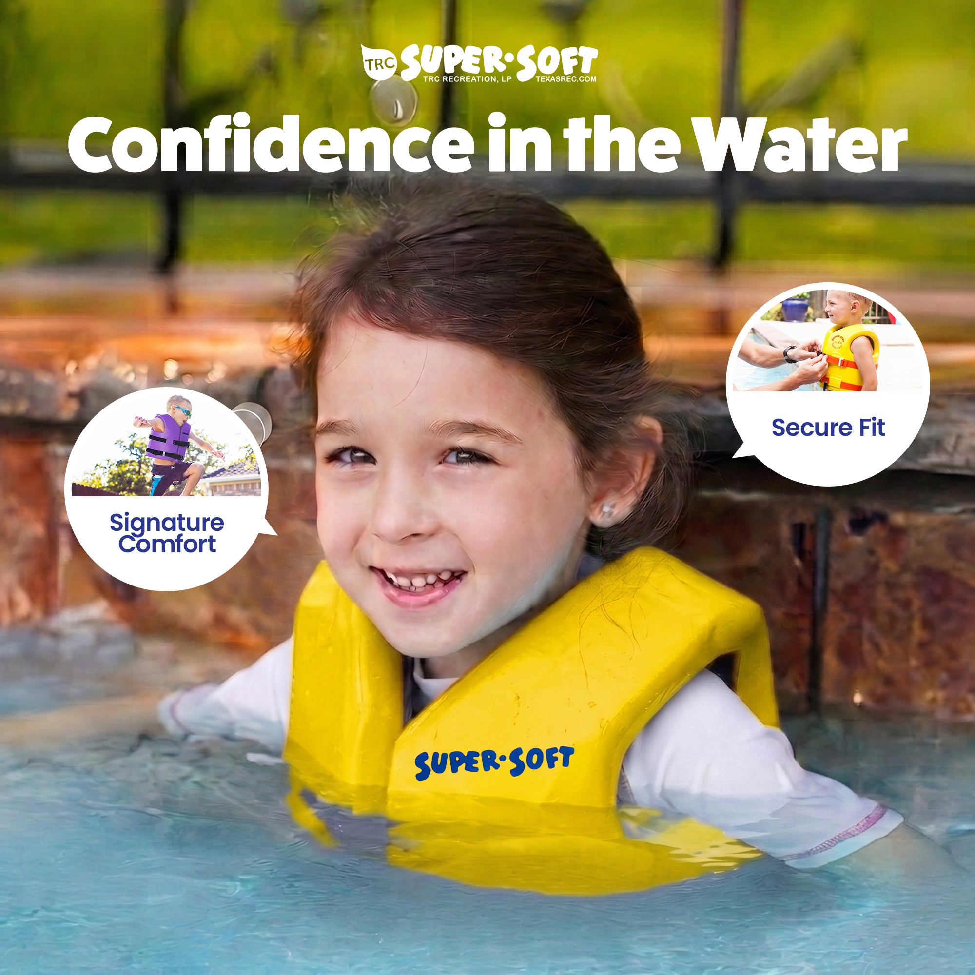 TRC Recreation Super Soft Child Life Jacket Swim Safety Vest, Small, Yellow - VMInnovations