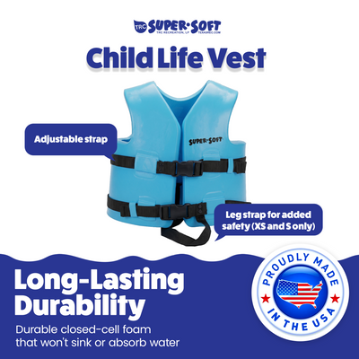 TRC Recreation Super Soft Child Life Jacket Swim Safety Vest, Small, Marina Blue - VMInnovations