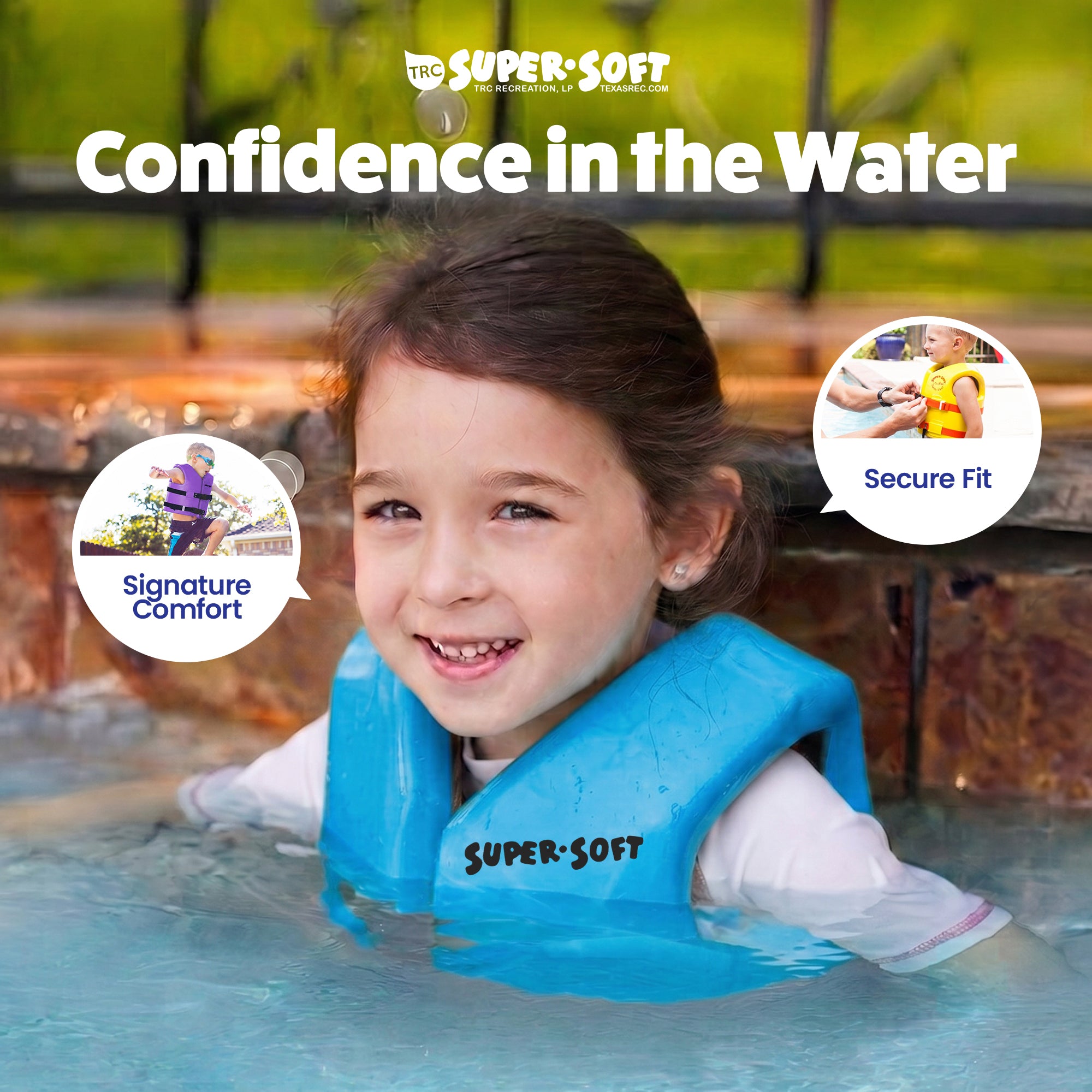 TRC Recreation Super Soft Child Life Jacket Swim Safety Vest, Small, Marina Blue - VMInnovations