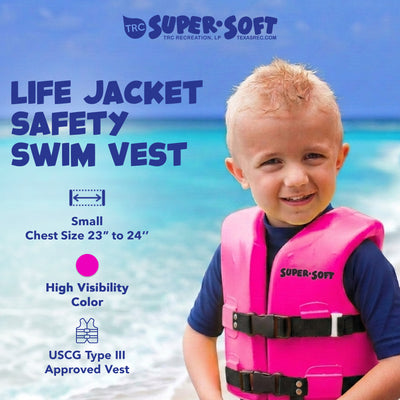 TRC Recreation Super Soft Child Life Jacket Swim Vest, Small, Flamingo Pink - VMInnovations