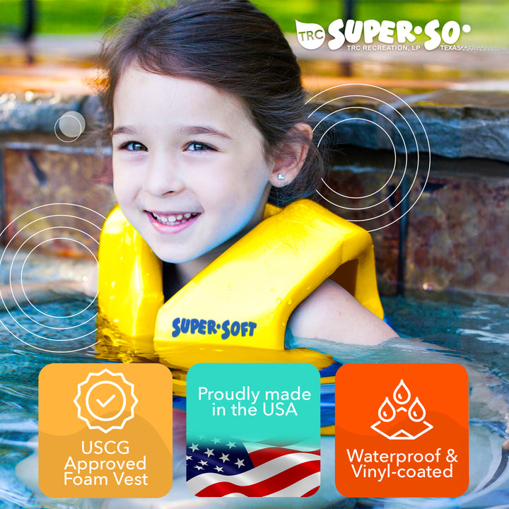 TRC Recreation Super Soft Life Jacket Swim Safety Vest, Medium, Yellow(Open Box)