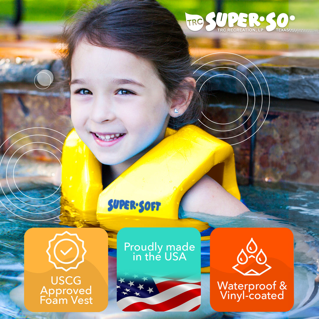 TRC Recreation Super Soft Life Jacket Swim Safety Vest, Medium, Yellow(Open Box)