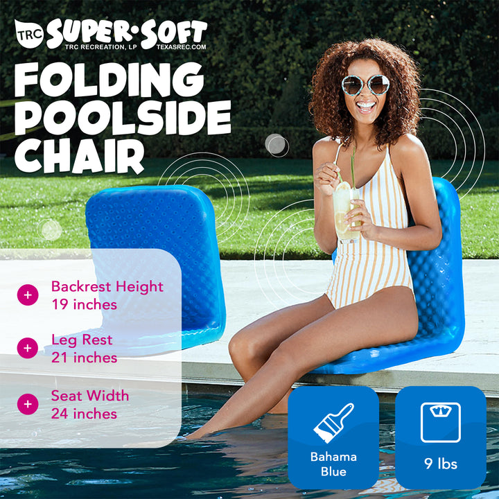TRC Recreation Super Soft 19" Foam Folding Poolside Chair, Bahama Blue (Used)