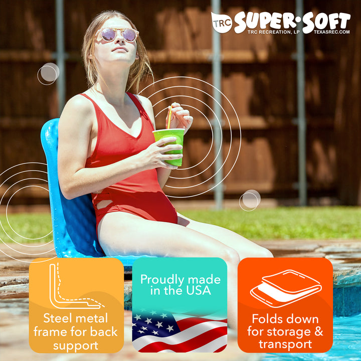 TRC Recreation Super Soft 19" Foam Folding Lake Poolside Chair,Blue(Open Box) - VMInnovations