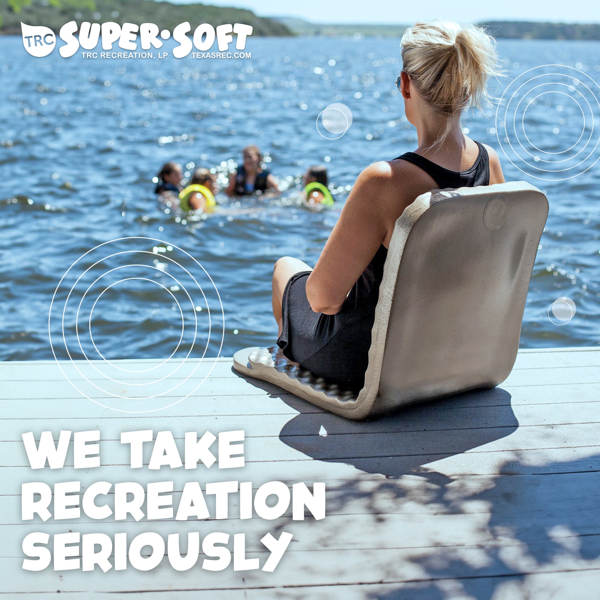 TRC Recreation Super Soft 19" Foam Folding Lake Poolside Chair,Blue(Open Box) - VMInnovations