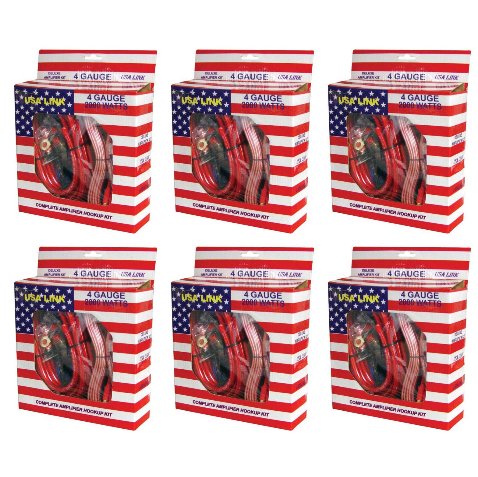 QPOWER 4 Gauge Ga 2000W Car Amplifier Amp Complete Wiring Kit + RCA (6 Pack)