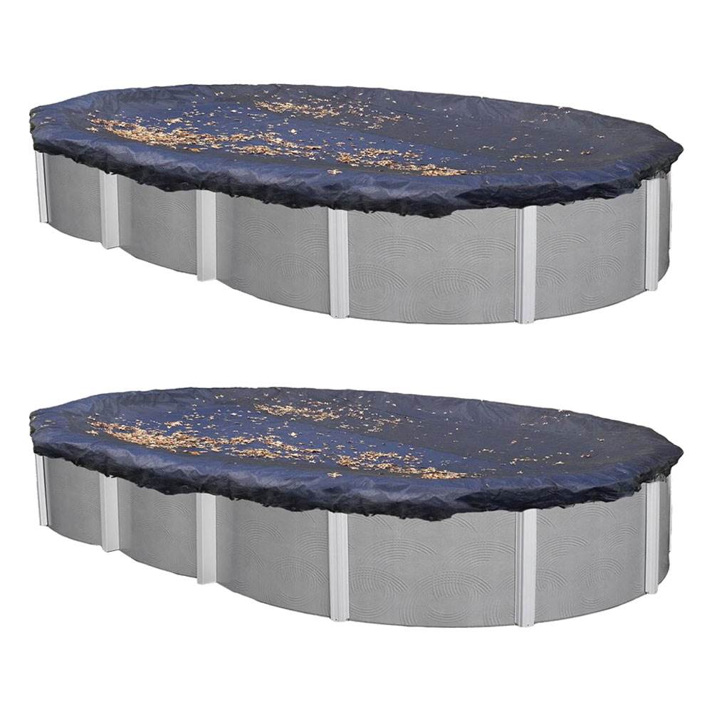 Swimline 21 x 41 Ft. Oval Above Ground Heavy Winter Swimming Pool Cover (2 Pack)