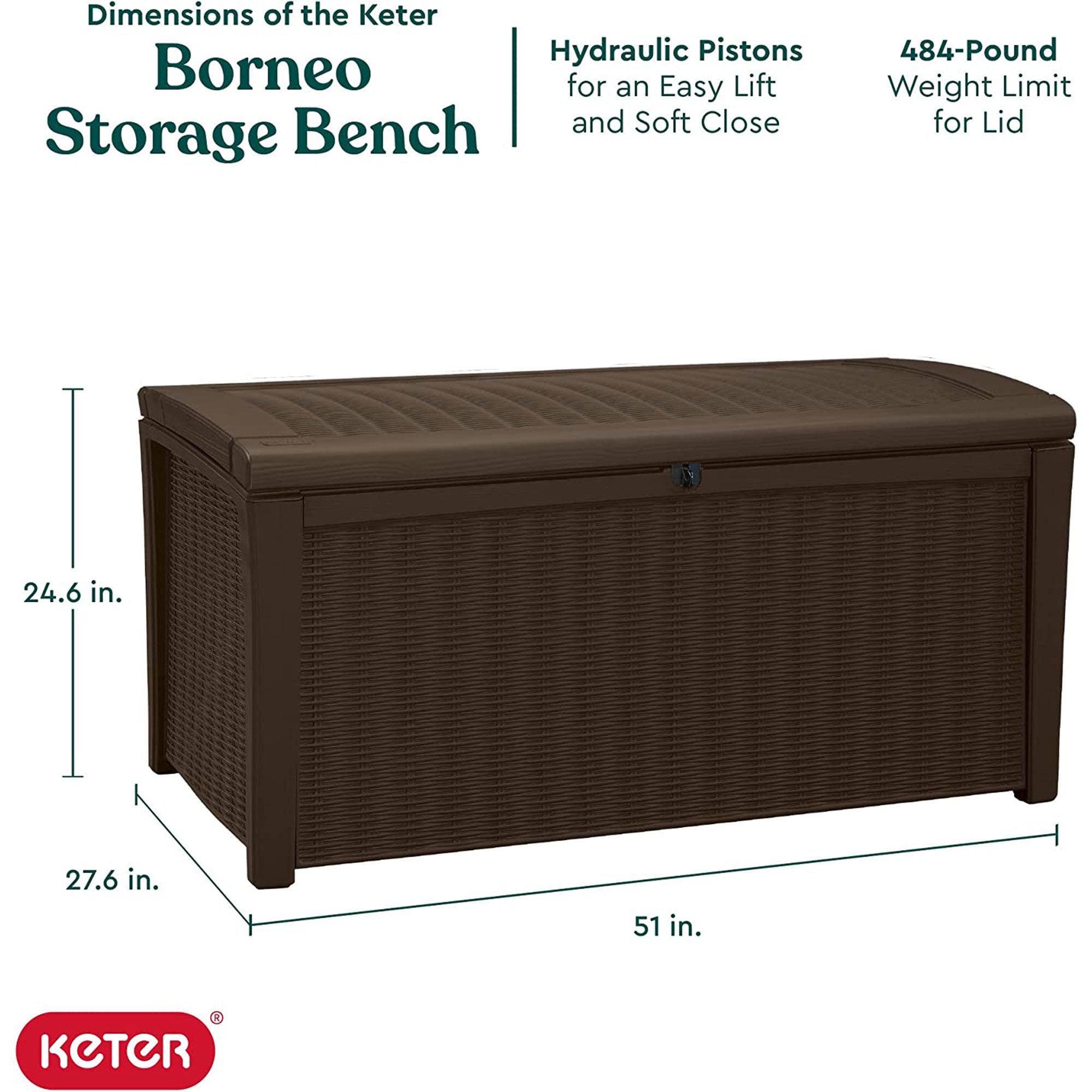 Keter Borneo 110 Gallon Rattan Resin Patio Storage Deck Box and Bench (2 Pack) - VMInnovations