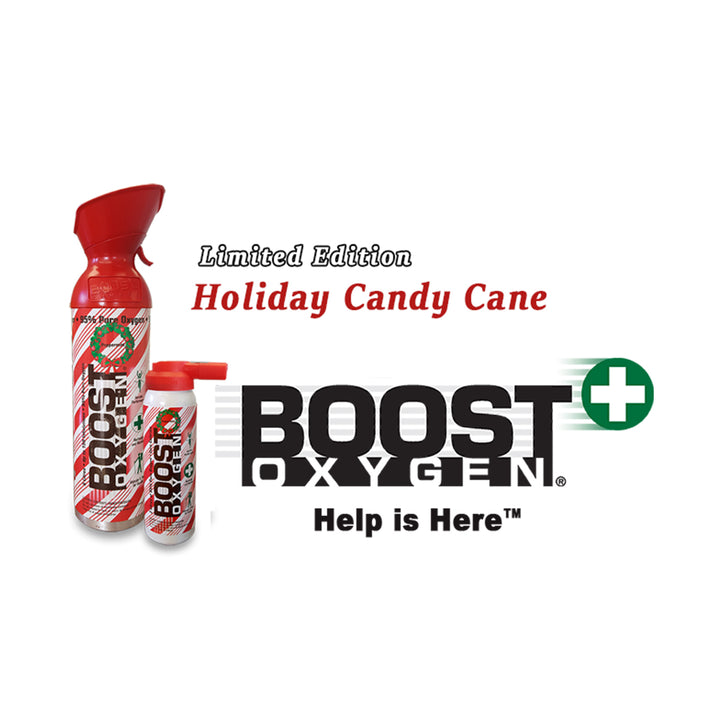 Boost Oxygen 10L Canned Oxygen Holiday Candy Cane Bottle, Peppermint (4 Pack)