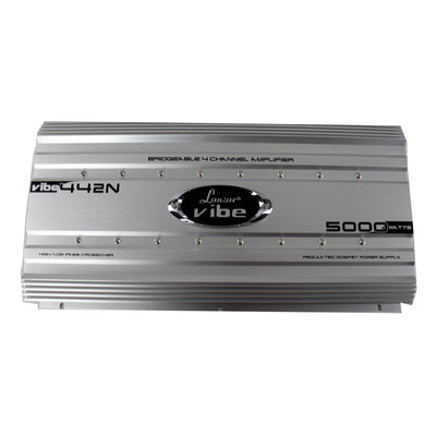 Lanzar 5000 Watt 4 Channel Car Audio Stereo Amplifier with Bass Knob (2 Pack)