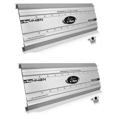 Lanzar 5000 Watt 4 Channel Car Audio Stereo Amplifier with Bass Knob (2 Pack)