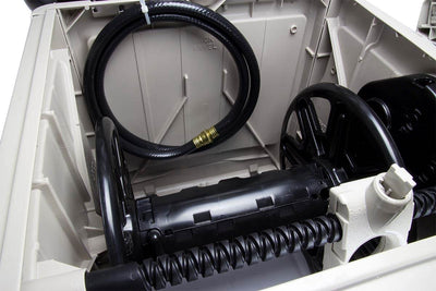 Suncast Swivel Hose Reel Storage Hideaway w/Smart Trak Hose Guide & Bin (2 Pack) - VMInnovations