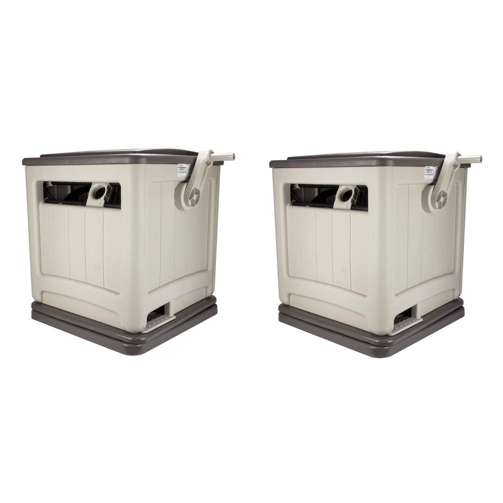 Suncast Swivel Hose Reel Storage Hideaway w/Smart Trak Hose Guide & Bin (2 Pack) - VMInnovations
