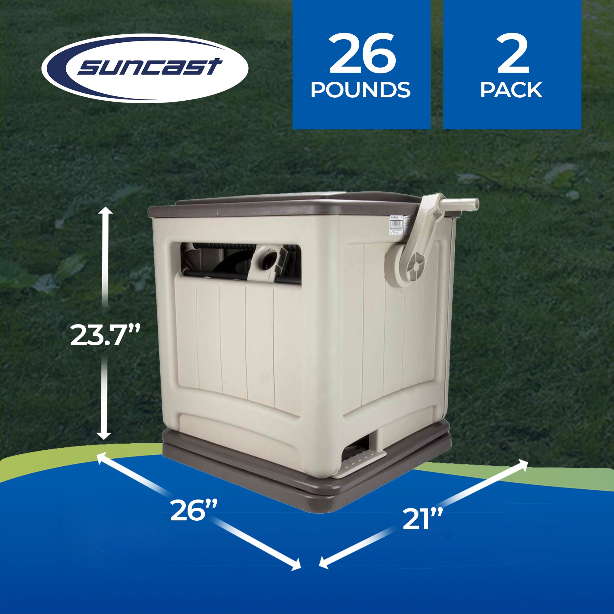 Suncast Swivel Hose Reel Storage Hideaway w/Smart Trak Hose Guide & Bin (2 Pack) - VMInnovations