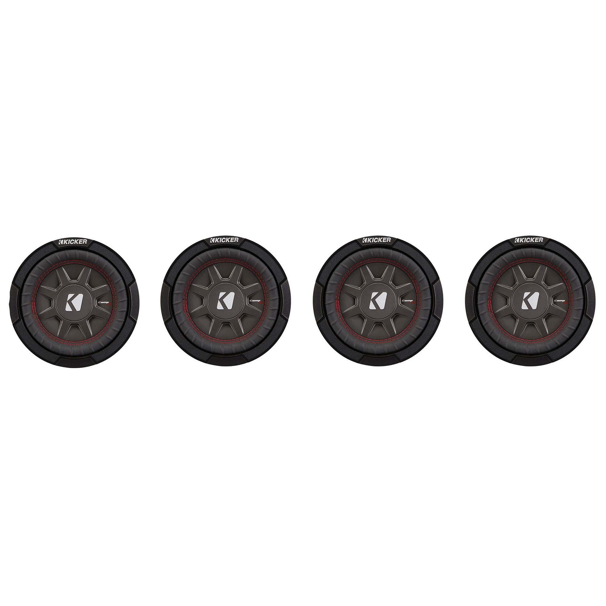 Kicker CompRT Single 6.75" 300W Max 2 Ohm Shallow Slim Car Subwoofer (4 Pack)