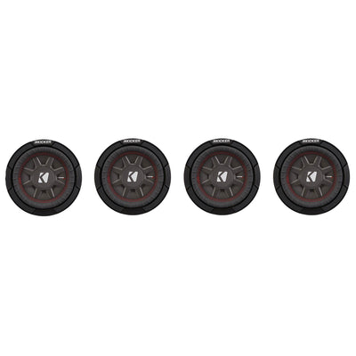 Kicker CompRT Single 6.75" 300W Max 2 Ohm Shallow Slim Car Subwoofer (4 Pack)