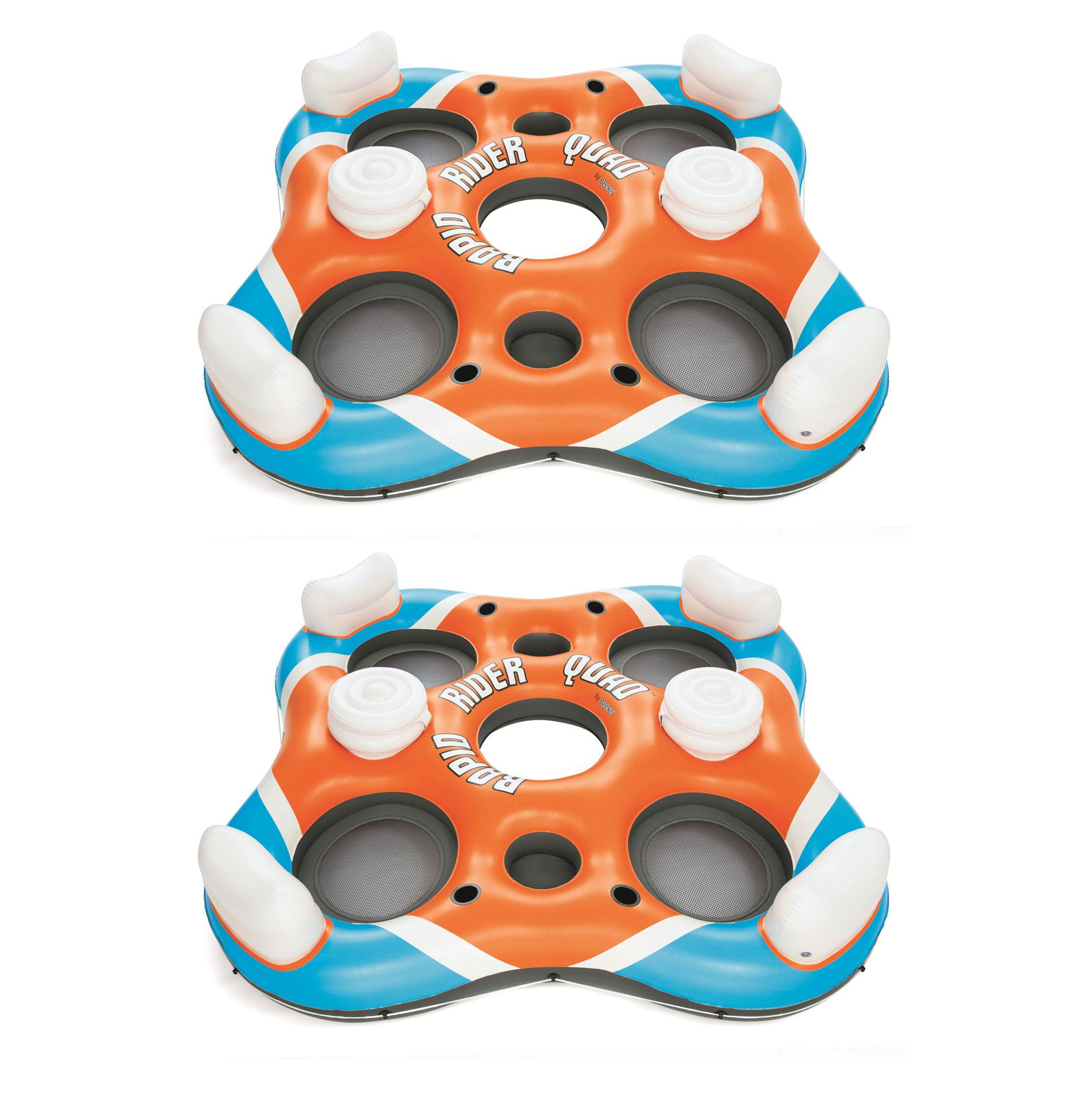 Bestway 101-Inch Rapid Rider 4-Person Floating Island Raft w/ Coolers (2 Pack) - VMInnovations