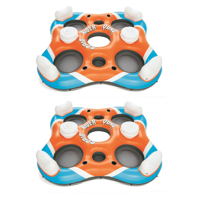 Bestway 101-Inch Rapid Rider 4-Person Floating Island Raft w/ Coolers (2 Pack) - VMInnovations