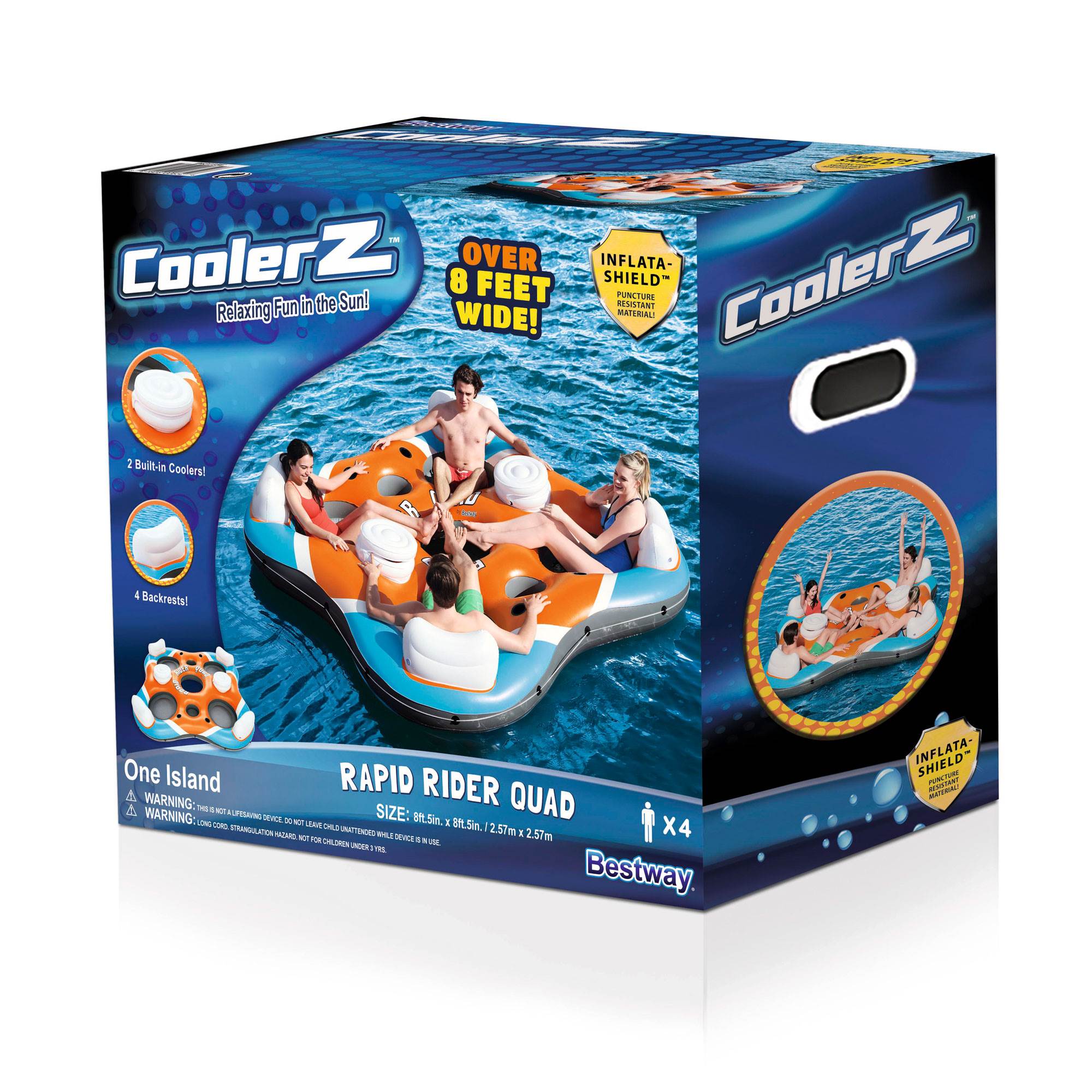 Bestway 101-Inch Rapid Rider 4-Person Floating Island Raft w/ Coolers (2 Pack) - VMInnovations