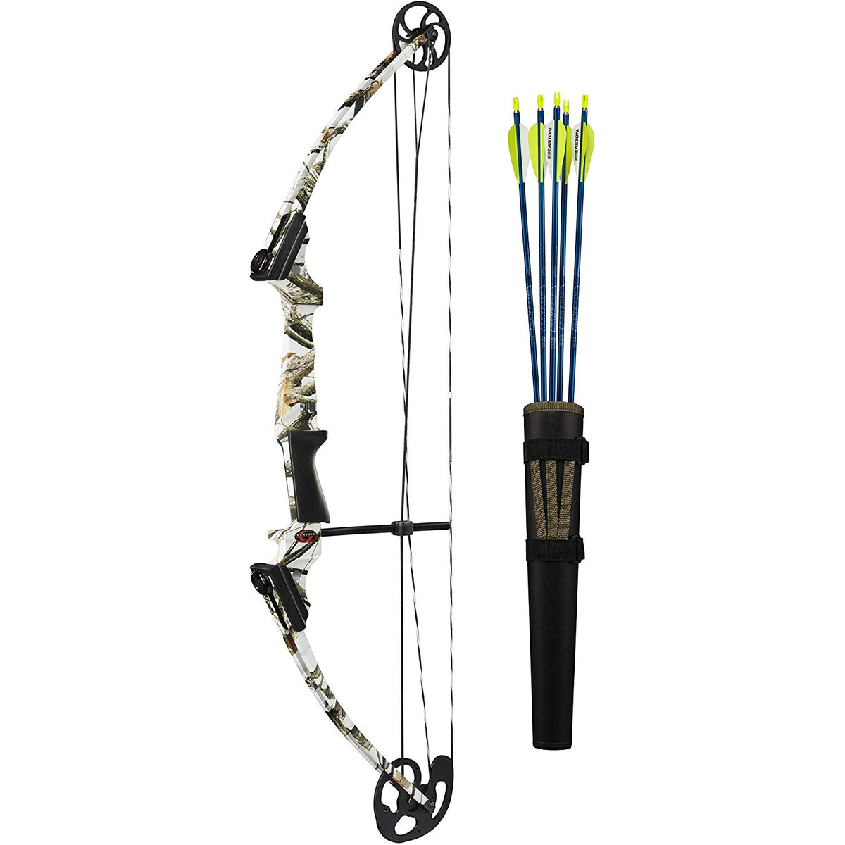 Genesis Original Compound Archery Kit w/ Arrows,Bow,Quiver,Right Hand,White Camo - VMInnovations