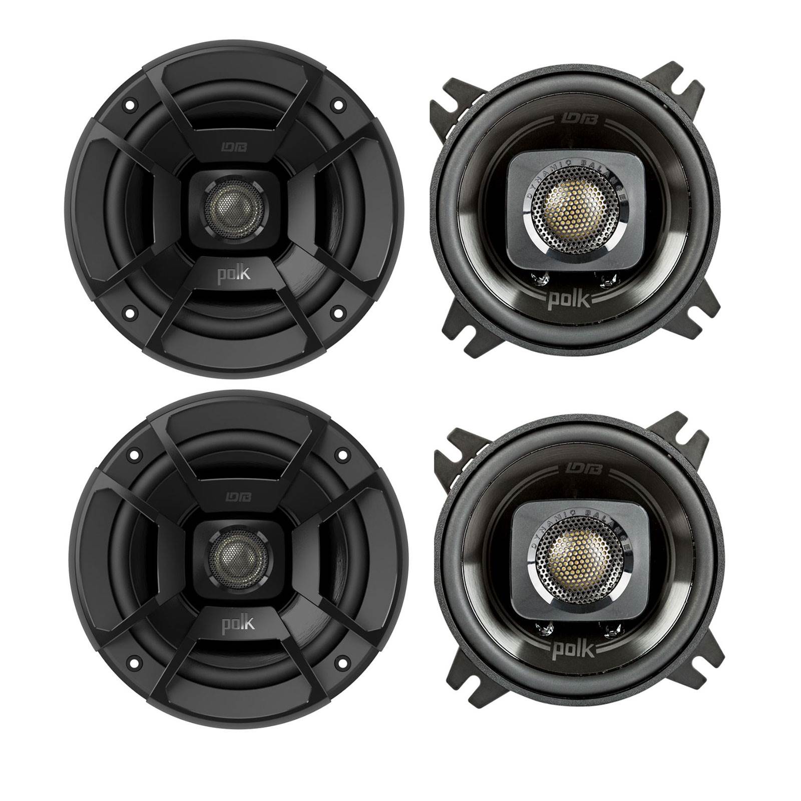 Polk Audio DB402 4" 135W 2 Way Car/Marine ATV Stereo Speakers Black (4 Pack)