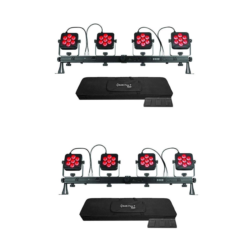 Chauvet DJ 4Bar Flex T USB DMX Light Effect System w/ Footswitch & Case (2 Pack)