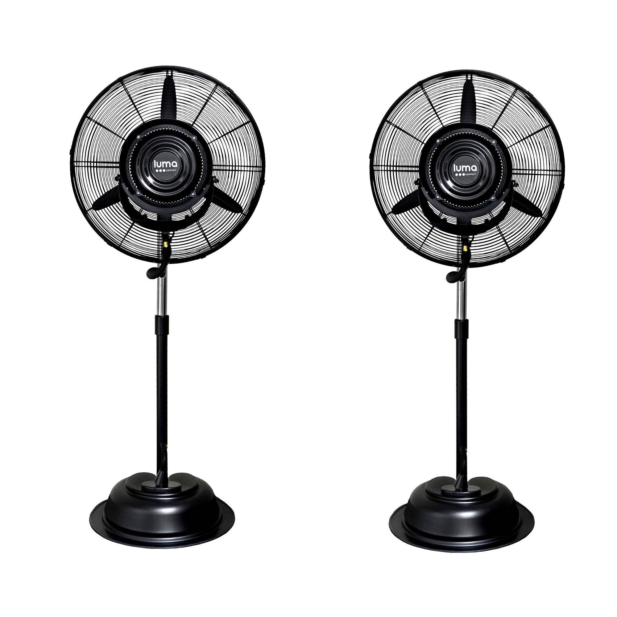 Luma Comfort 3 Speed Oscillating Misting Cooling Floor Pedestal Fan (2 Pack)