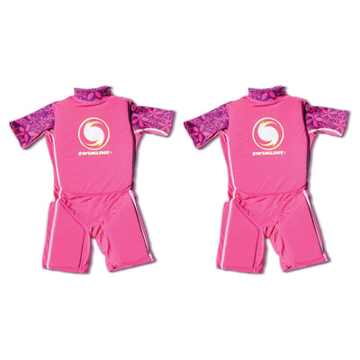 Swimline Pink Lycra Girl's Float Swim Trainer Wet Suit Life Vest, Large (2 Pack) - VMInnovations