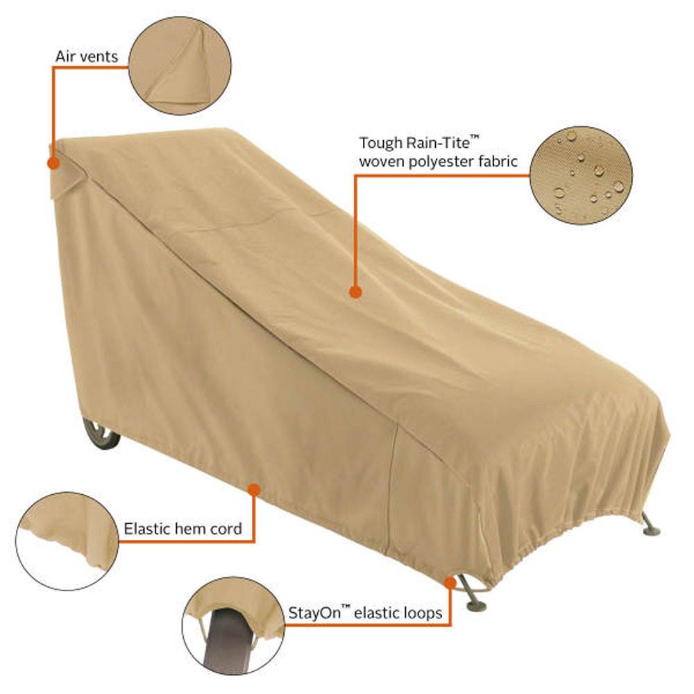 Classic Accessories 58952 Terrazzo Outdoor Patio Chaise Lounge Cover, Medium