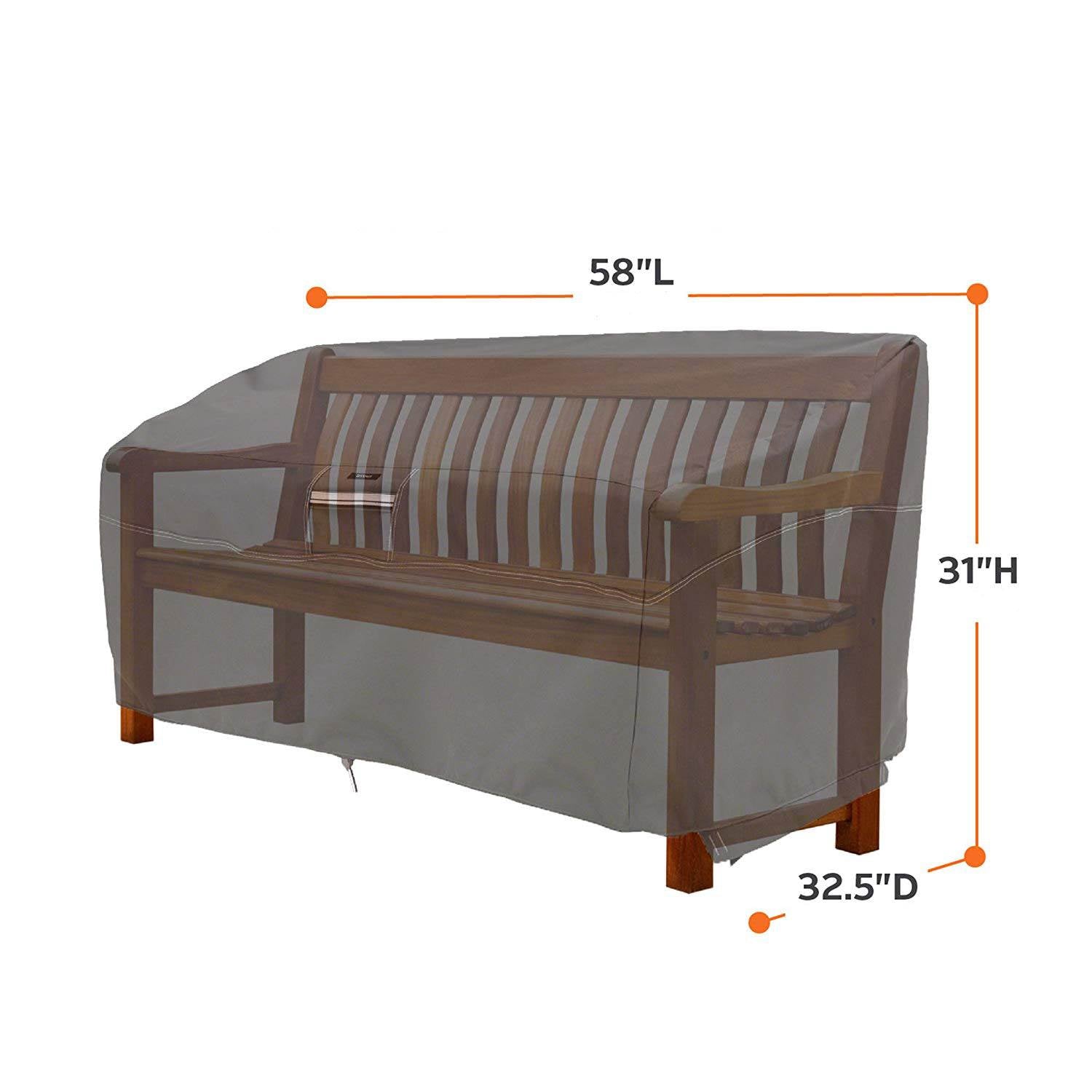 Classic Accessories Ravenna Patio Loveseat Waterproof Cover, Small, Dark Taupe