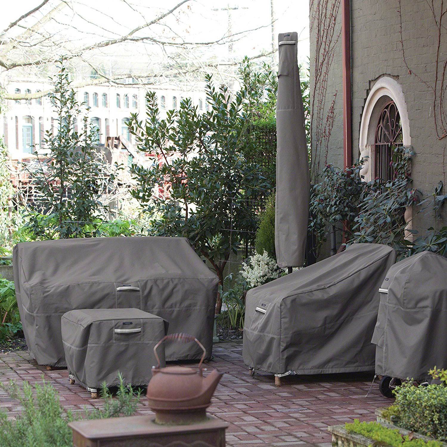 Classic Accessories Ravenna Patio Loveseat Waterproof Cover, Large, Dark Taupe