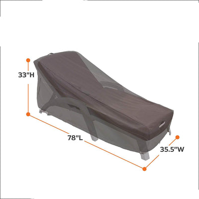 Classic Accessories Ravenna Outdoor Patio Chaise Lounge Cover, Large, Dark Taupe