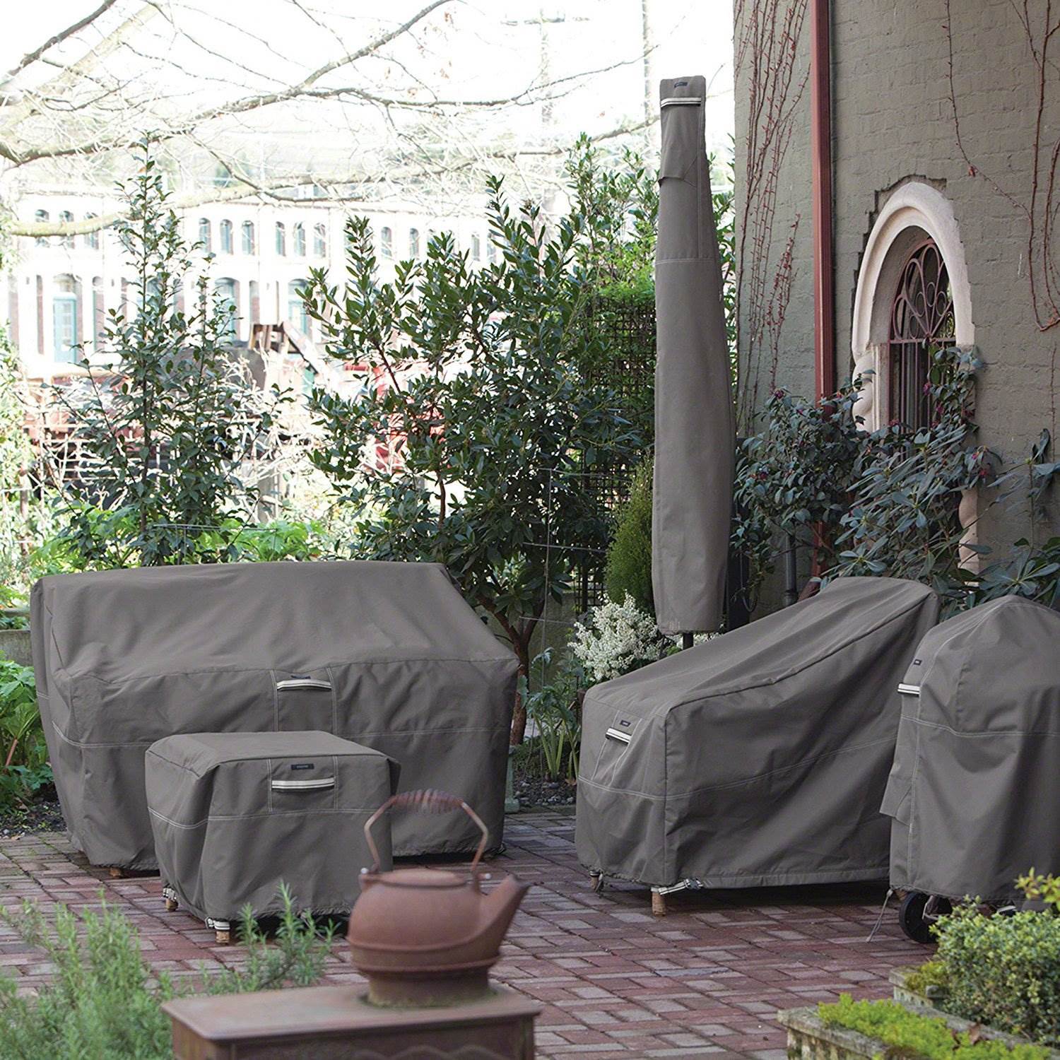 Classic Accessories Ravenna Outdoor Patio Chaise Lounge Cover, Large, Dark Taupe