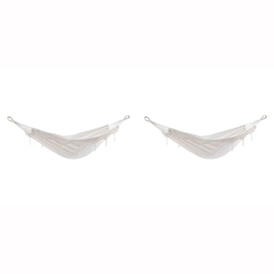 Vivere Brazilian Style Durable Cotton Double Outdoor Hammock, White (2 Pack)